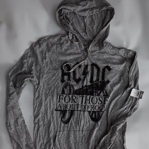 AC/DC - For Those About To Rock Zip Up Hoodie ladies large grey